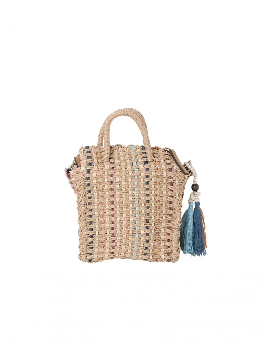 Bolso Borlas Rafia Multicolor