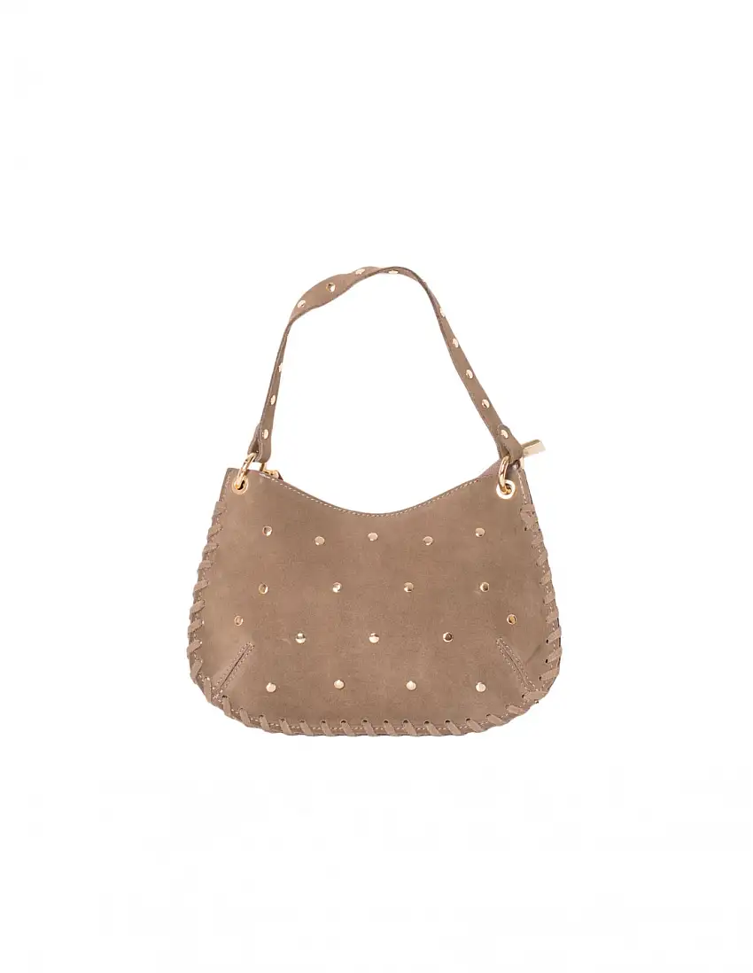 Bolso Piel Serraje Taupe Tachuelas