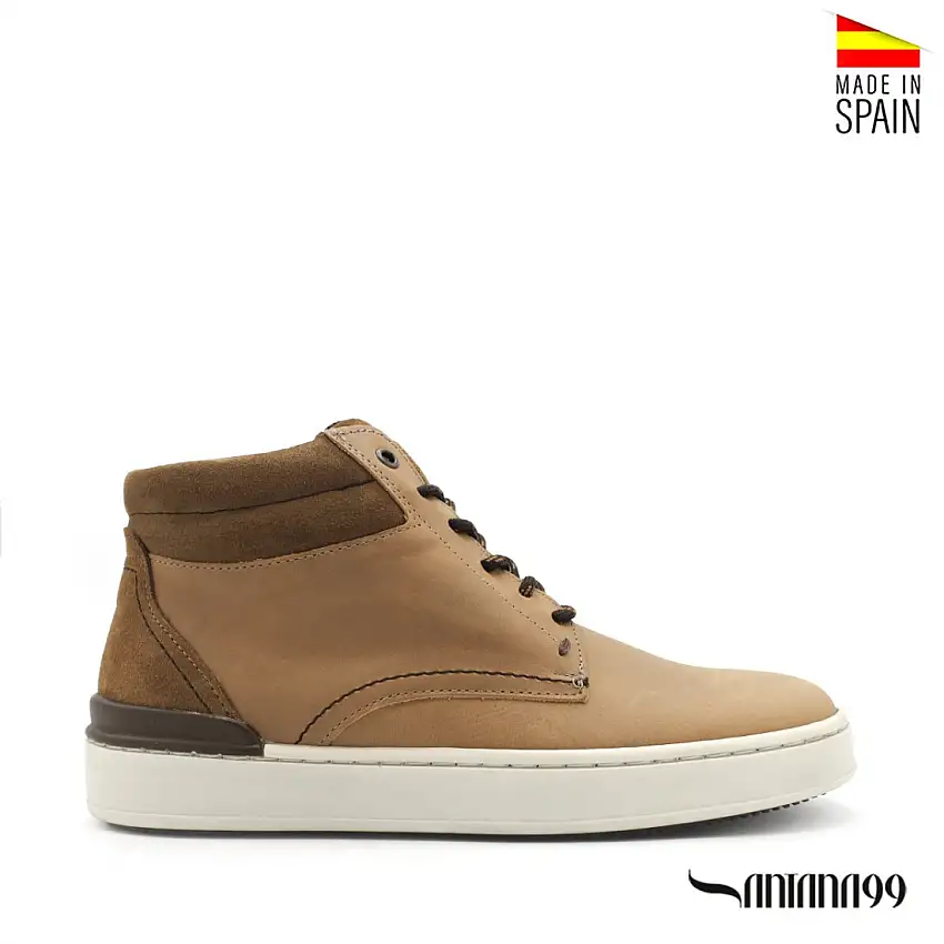 Botín casual piel nobuck camel