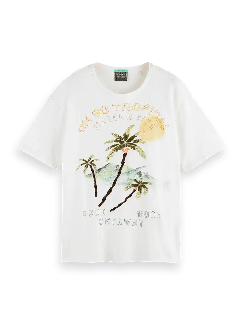 Camiseta de corte relajado en algodón orgánico con motivo gráfico