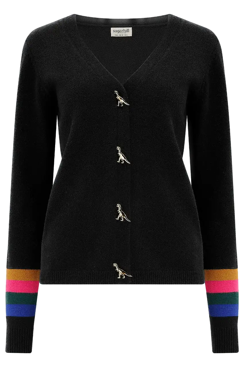 Cardigan Sugarhill Jennifer Negro con Botones de Dinosaurios