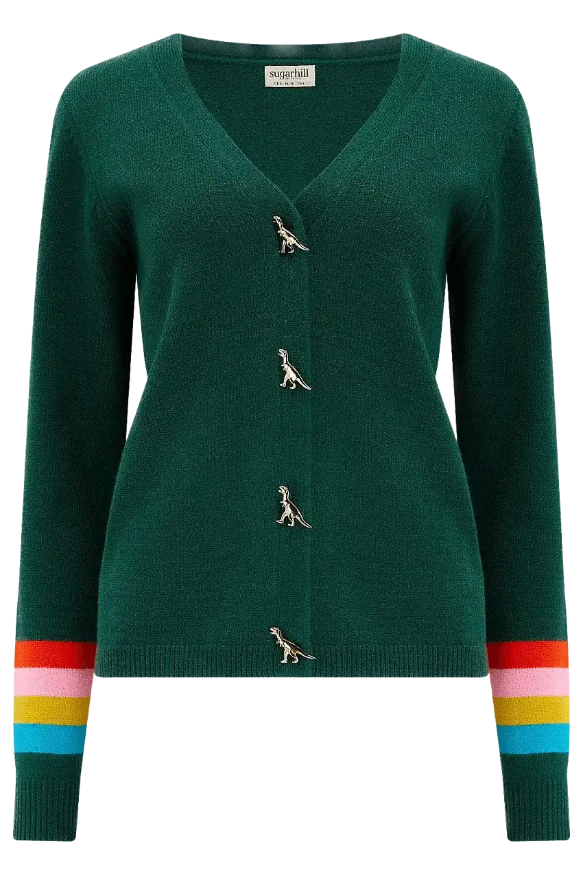 Cardigan Sugarhill Jennifer Verde con Botones de Dinosaurios