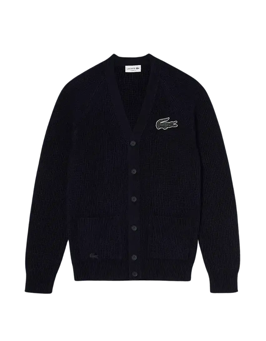 Cárdigan unisex Lacoste en algodón ecológico con cuello de pico