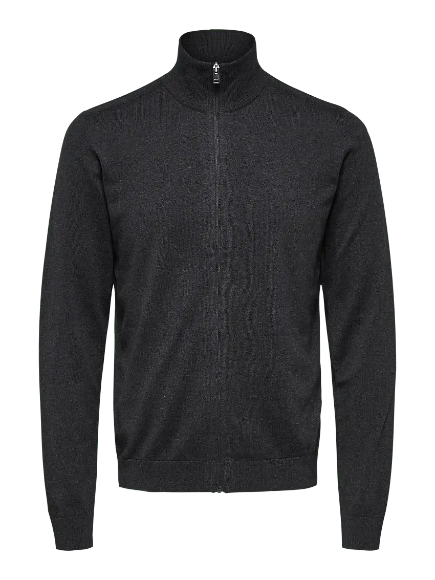 Chaqueta de punto de algodón pima Berg Antracit