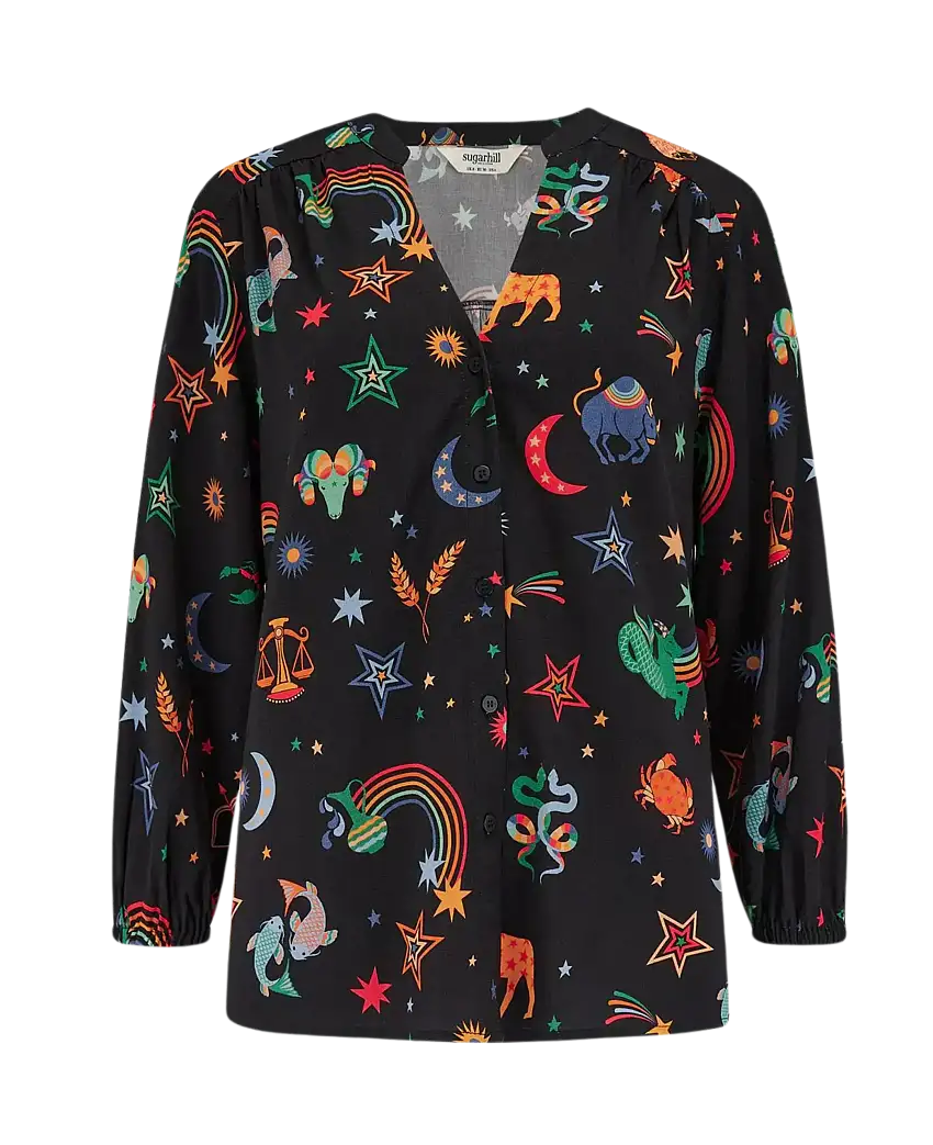 Blusa SUGARHILL Elkie Black, Zodiac Rainbow Skies