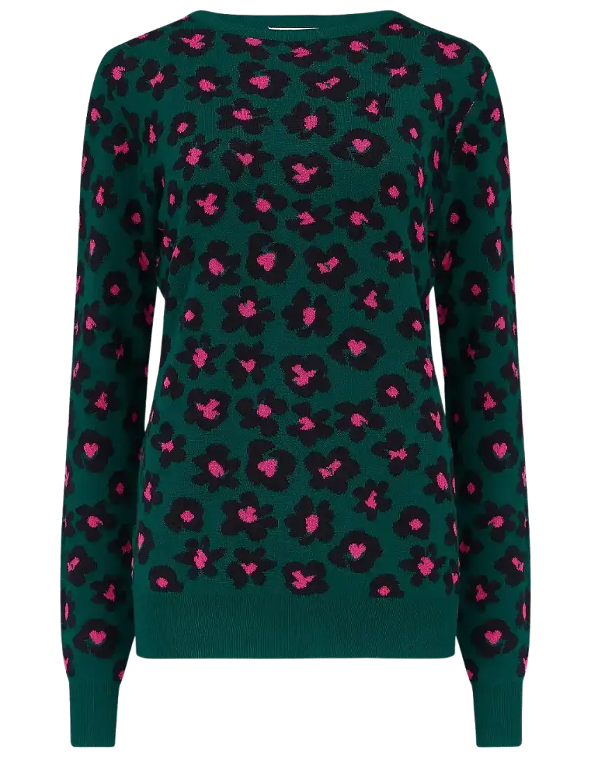Jersey Callie Dark Green Floral Animal