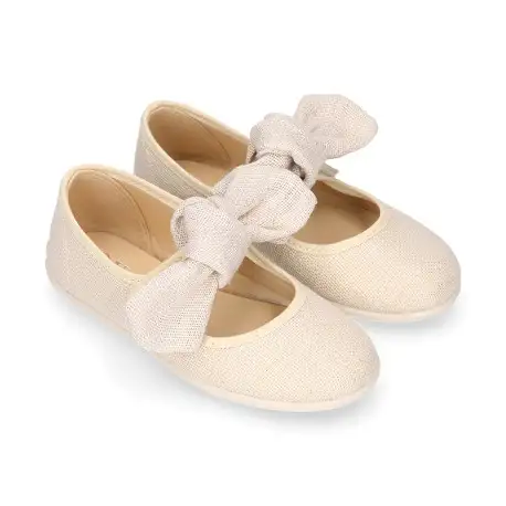 Mercedita niña cierre adherente con lazo en lino joya.