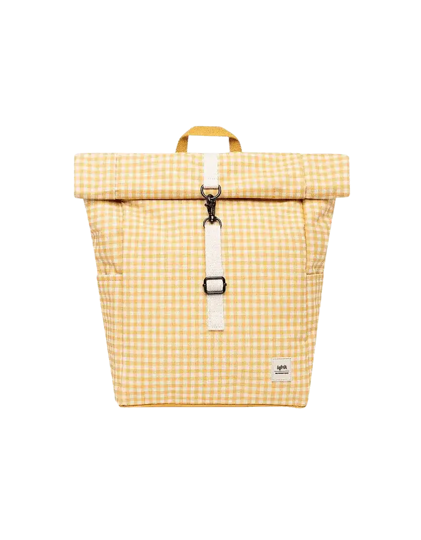 Mochila Lefrik Roll Mini Vichy Mustard