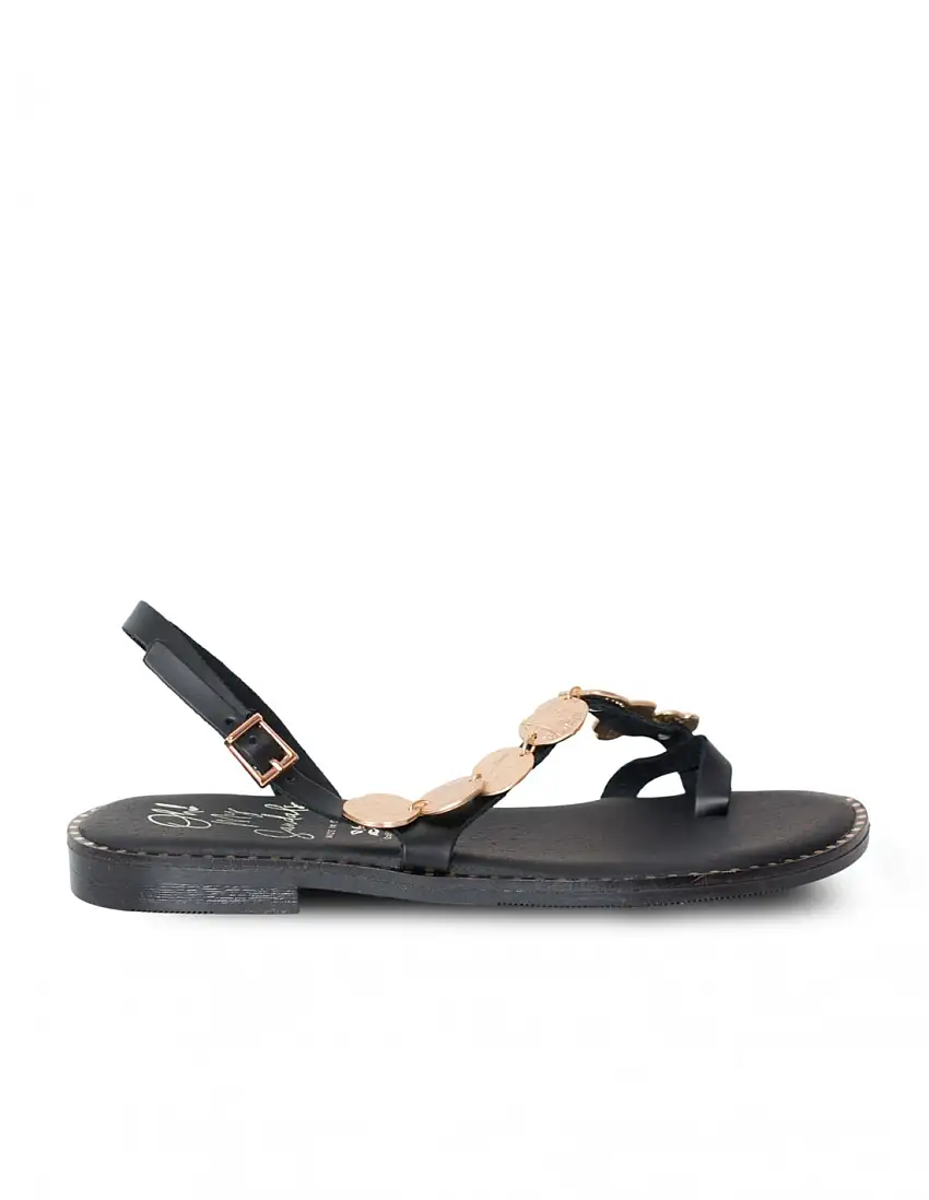 OH MY SANDALS Sandalia Dedo Monedas Negra