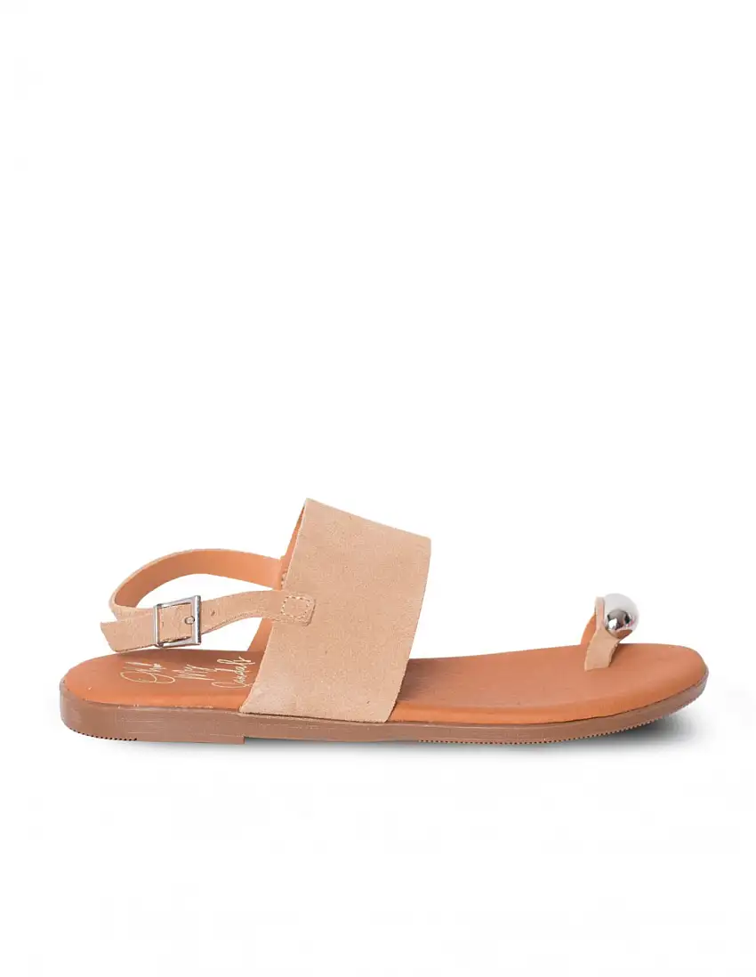 OH MY SANDALS Sandalia Plana Anillo Piel Taupe