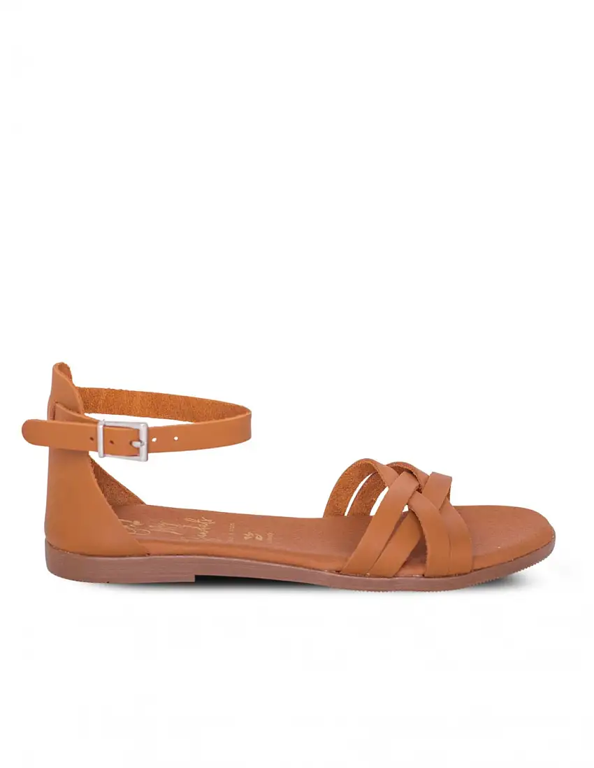 OH MY SANDALS Sandalia Plana Marrón Pulsera Piel