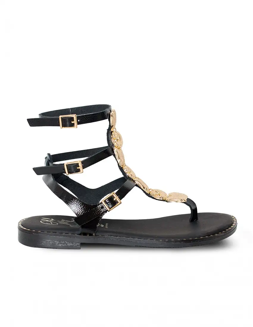 OH MY SANDALS Sandalia Plana Romana Charol Joyas