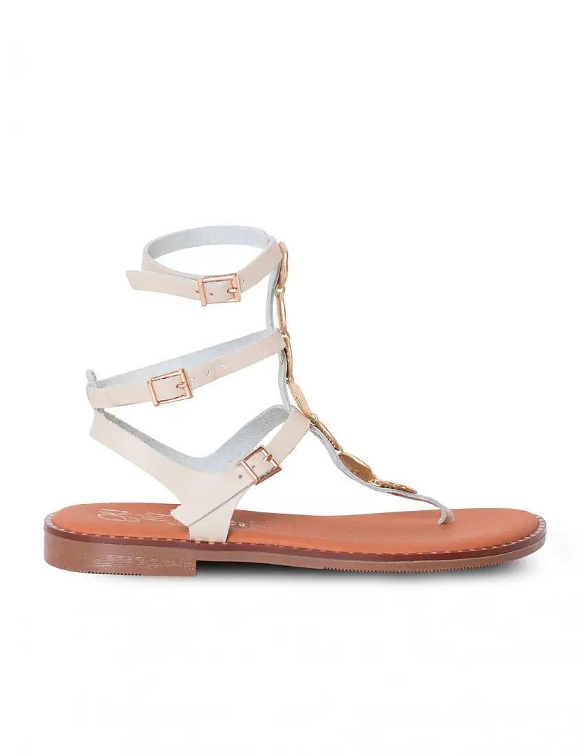 OH MY SANDALS Sandalia Romana Monedas Beige