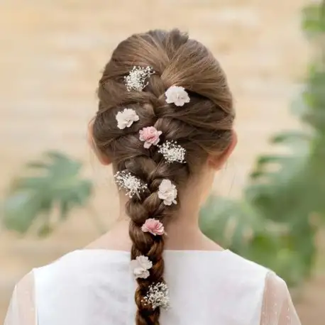 Pack de tres flores de bámbula para el pelo para Ceremonia.