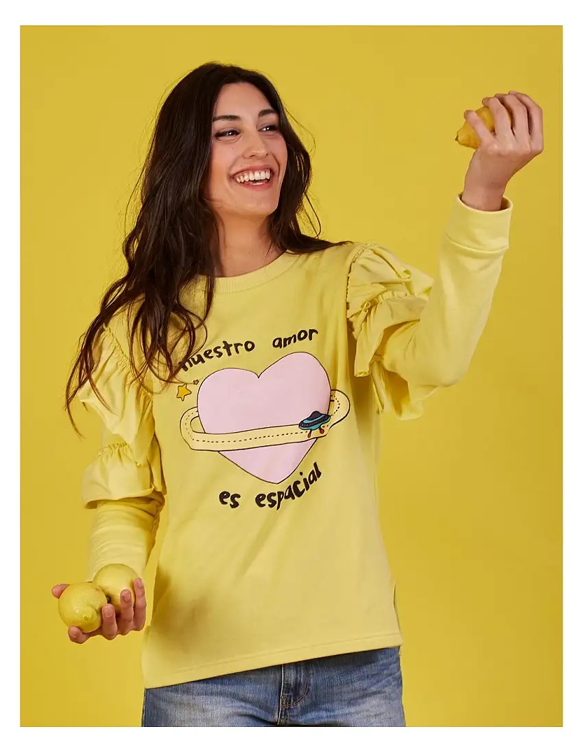 Sudadera Amor Espacial PERA LIMONERA