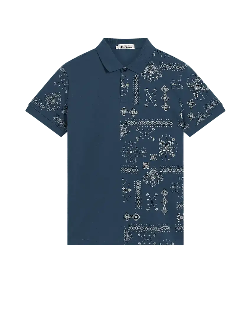 Polo Ben Sherman Blue Denim Geo Print