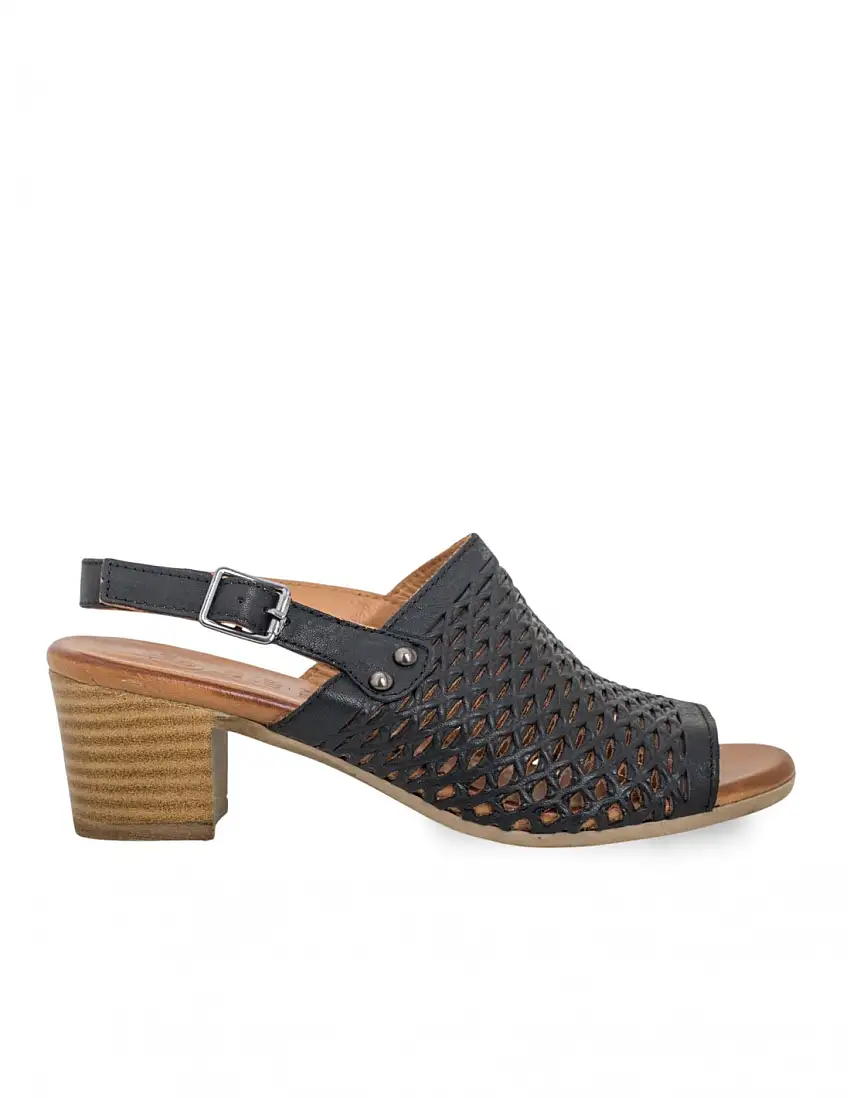 SALONISSIMOS Sandalia Tacón Piel Negro
