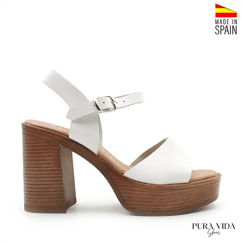 Sandalia blanca con tacón y plataforma PURA VIDA