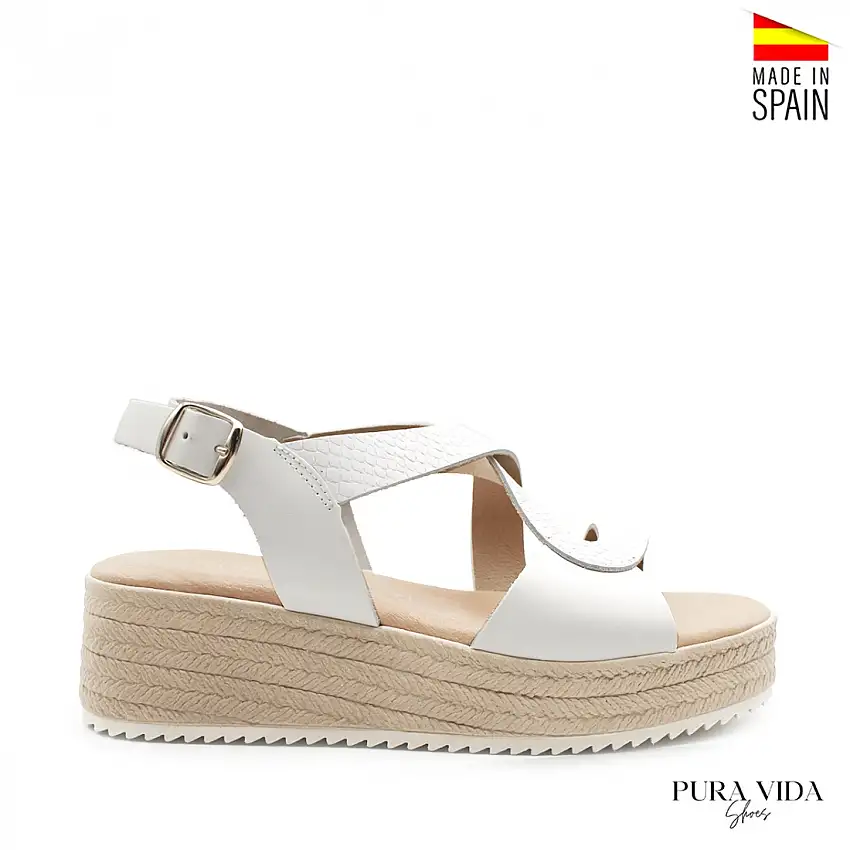 Sandalia de cuña blanca madeira