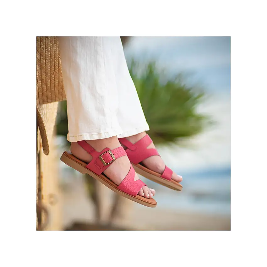 Sandalia fucsia bali de piel
