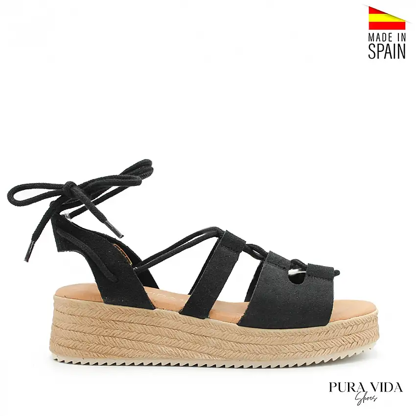 Sandalia romana negra con plataforma