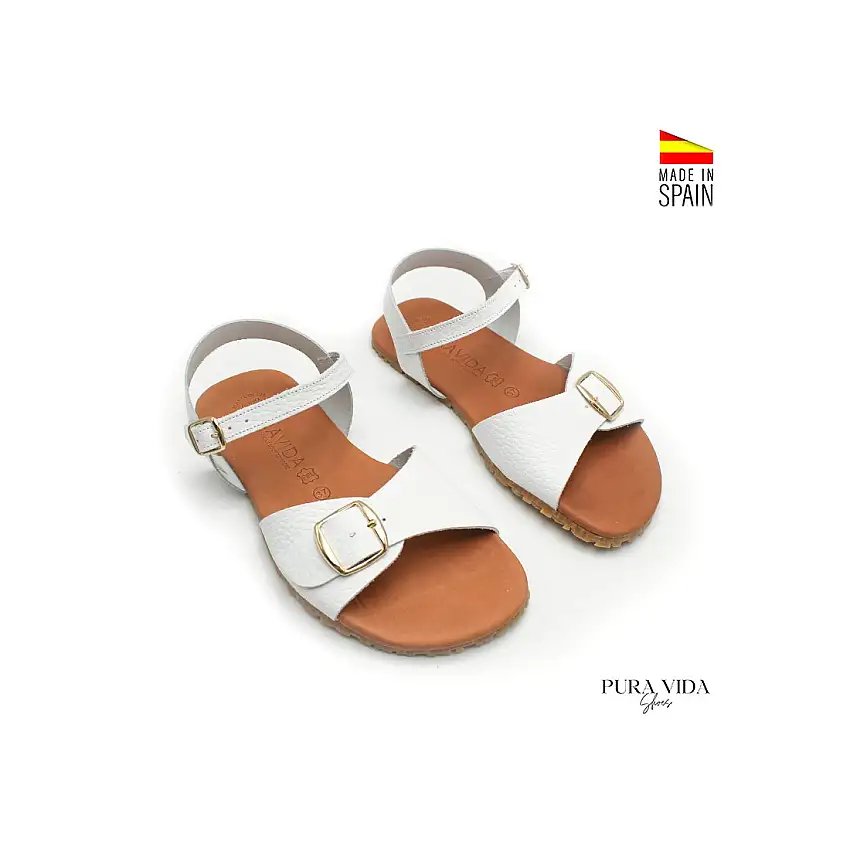 Sandalia barefoot blanca de piel