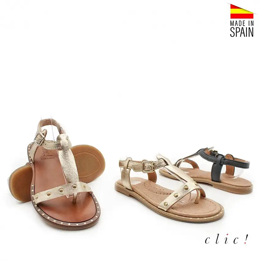 SANDALIAS NIÑA METALIZADA TACHAS