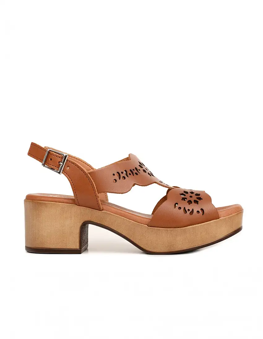 Sandalias Tacón Plataforma Cuero PERA LIMONERA