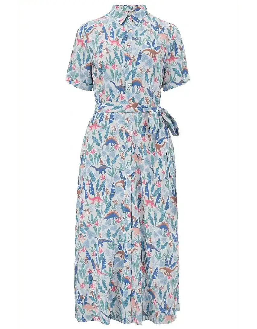 Vestido Camisero Lauretta Cream multi Lost Dinosaurs