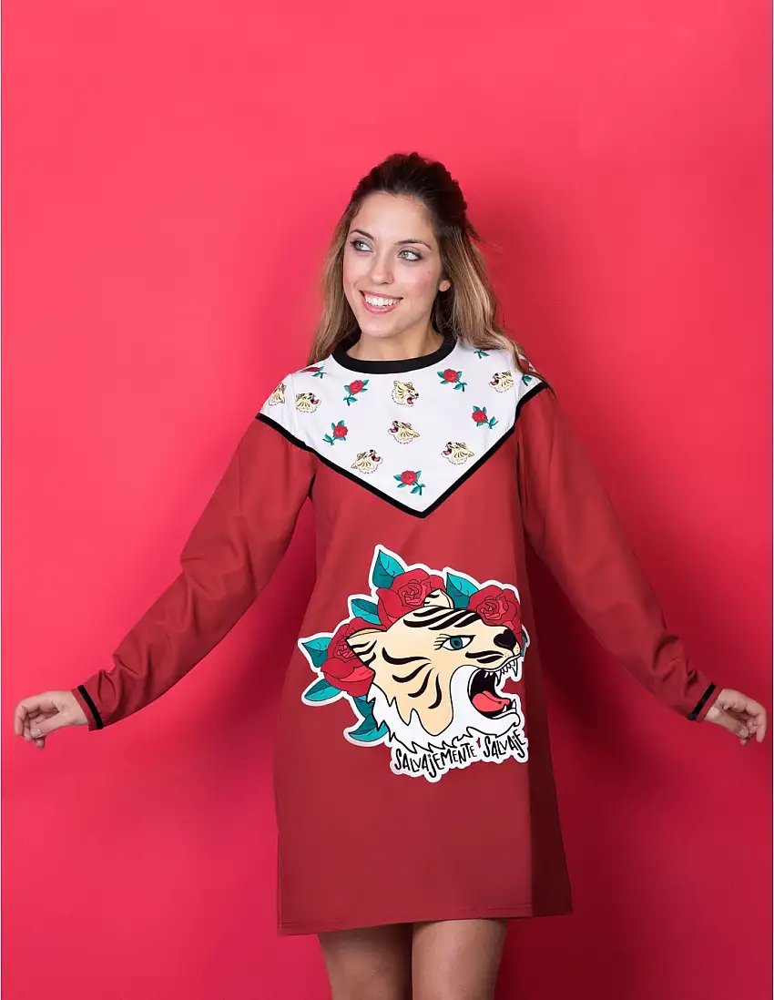 Vestido Sudadera Estampado Tigre PERA LIMONERA