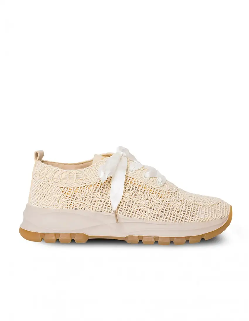Zapatillas Vestir Crochet Lazo Beige