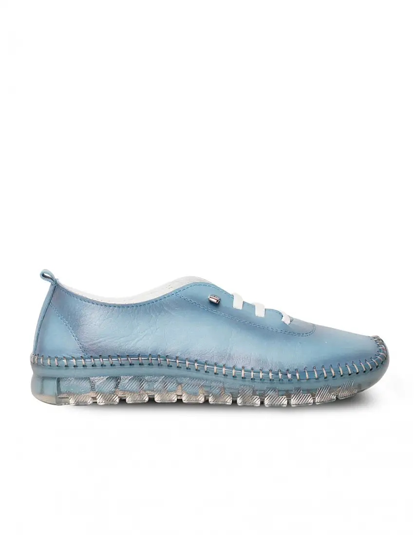 Zapato Blucher Piel Azul Cordones Elásticos 48 HOURS