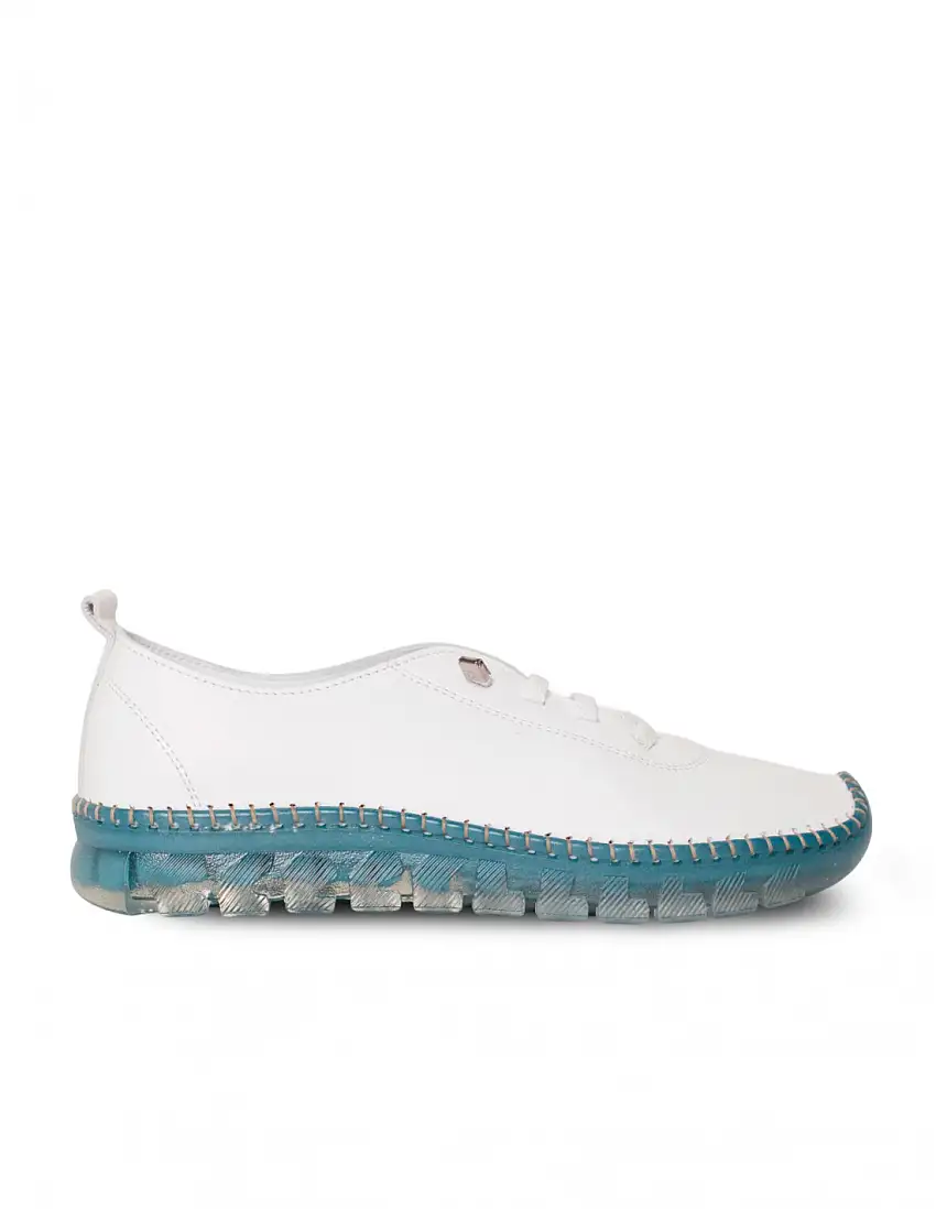 Zapato Blucher Piel Blanca Suela Azul 48 HOURS