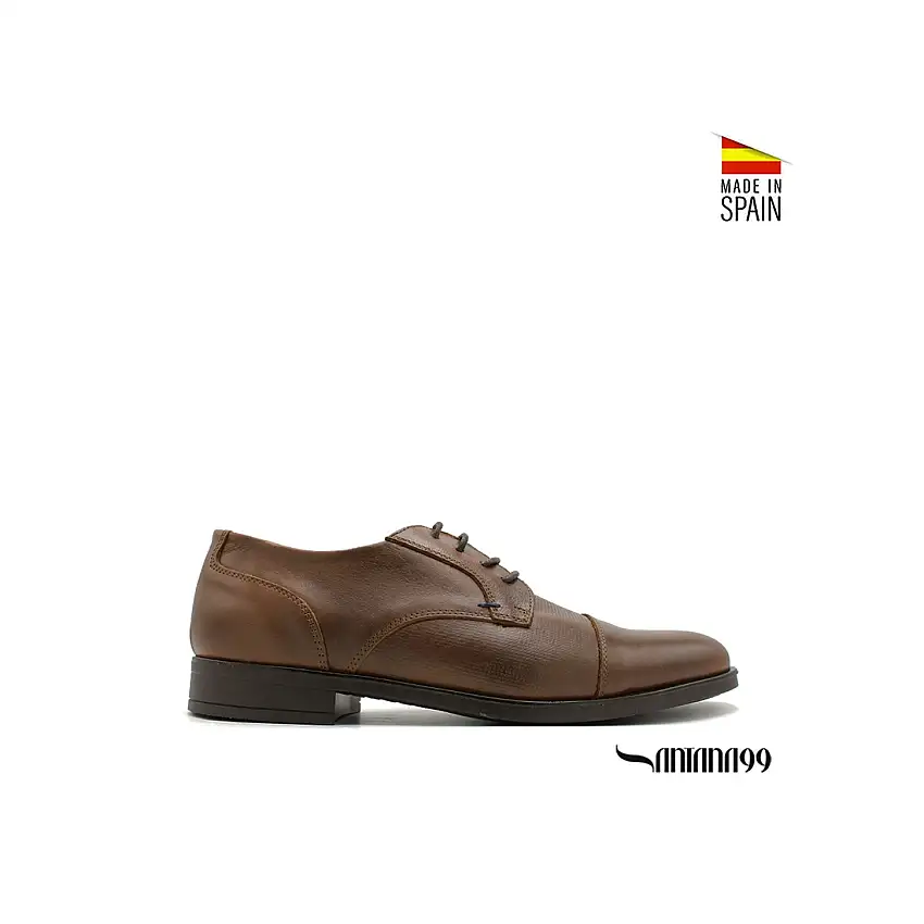 Zapato vestir derby de piel marrón